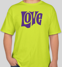 Load image into Gallery viewer, The Politicrat Daily Podcast Love In Retro safety green unisex t-shirt
