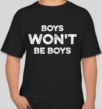 Load image into Gallery viewer, The Politicrat Daily Podcast Boys Won't Be Boys black unisex t-shirt

