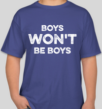 Load image into Gallery viewer, The Politicrat Daily Podcast Boys Won&#39;t Be Boys deep royal blue unisex t-shirt
