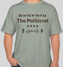 Load image into Gallery viewer, Official The Politicrat Daily Podcast Show Shirt (stonewashed green/brown)
