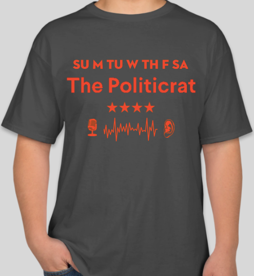Official The Politicrat Daily Podcast Show Shirt (smoke grey/orange)