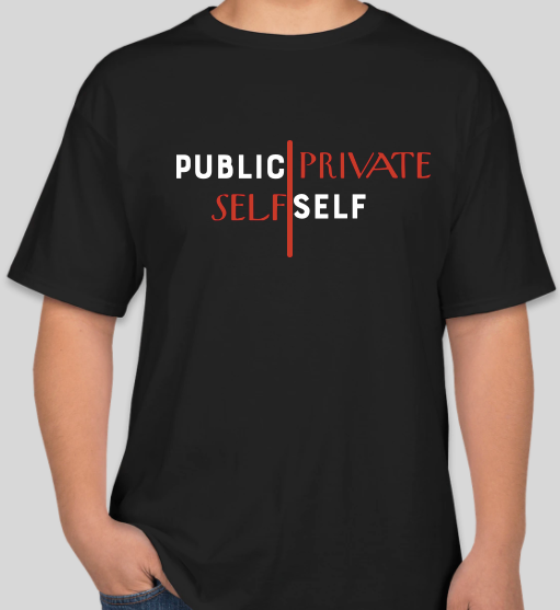 The Politicrat Daily Podcast Public Self/Private Self black/red/white unisex t-shirt