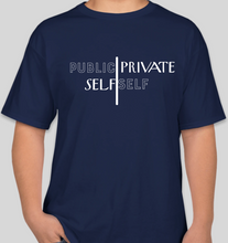 Load image into Gallery viewer, The Politicrat Daily Podcast Public Self/Private Self navy unisex t-shirt
