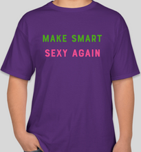 Load image into Gallery viewer, The Politicrat Daily Podcast Make Sexy Smart Again purple unisex t-shirt
