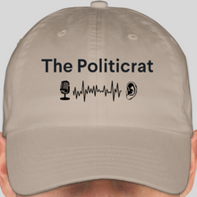 Load image into Gallery viewer, The Politicrat Daily Podcast official embroidered bio-washed baseball hat (khaki)
