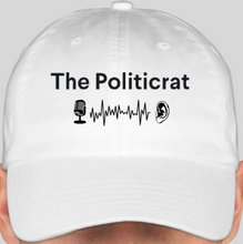 Load image into Gallery viewer, The Politicrat Daily Podcast official embroidered bio-washed baseball hat (white)
