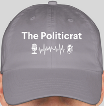 Load image into Gallery viewer, The Politicrat Daily Podcast official embroidered bio-washed baseball hat (grey)
