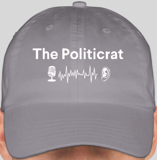 The Politicrat Daily Podcast official embroidered bio-washed baseball hat (grey)