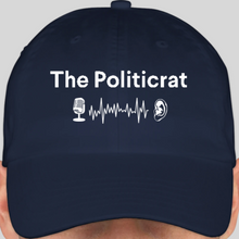 Load image into Gallery viewer, The Politicrat Daily Podcast official embroidered bio-washed baseball hat (navy)
