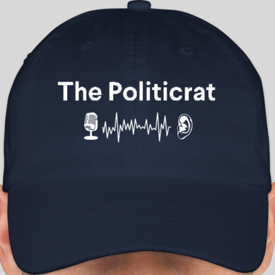 The Politicrat Daily Podcast official embroidered bio-washed baseball hat (navy)