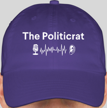 Load image into Gallery viewer, The Politicrat Daily Podcast official embroidered bio-washed baseball hat (purple)
