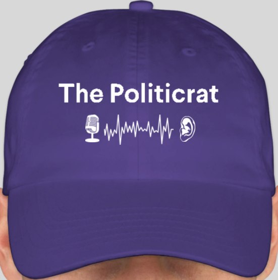 The Politicrat Daily Podcast official embroidered bio-washed baseball hat (purple)
