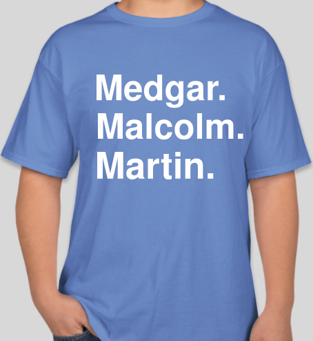 Medgar Malcolm Martin Carolina blue unisex t-shirt