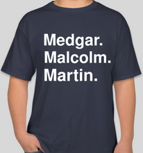 Load image into Gallery viewer, Medgar Malcolm Martin navy unisex t-shirt
