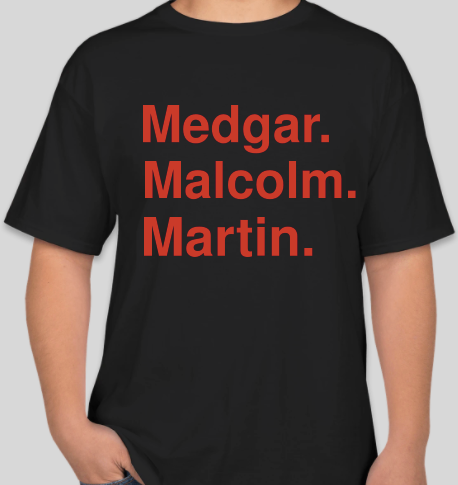 Medgar Malcolm Martin black/red unisex t-shirt