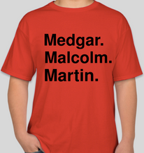 Load image into Gallery viewer, Medgar Malcolm Martin red unisex t-shirt
