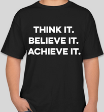 Load image into Gallery viewer, Think It Believe It Achieve It (TIBIA) black unisex t-shirt
