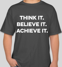 Load image into Gallery viewer, Think It Believe It Achieve It (TIBIA) smoke grey unisex t-shirt

