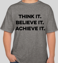 Load image into Gallery viewer, Think It Believe It Achieve It (TIBIA) Oxford grey unisex t-shirt
