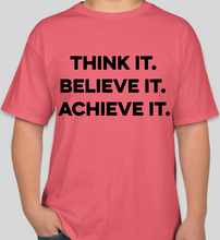 Load image into Gallery viewer, Think It Believe It Achieve It (TIBIA) coral unisex t-shirt
