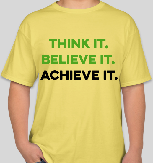 Think It Believe It Achieve It (TIBIA) yellow unisex t-shirt