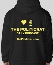 Load image into Gallery viewer, The Politicrat Daily Podcast Love in Retro EcoSmart 50/50 Black Pullover Hoodie

