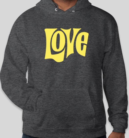 The Politicrat Daily Podcast Love in Retro EcoSmart 50/50 charcoal Pullover Hoodie