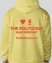 Load image into Gallery viewer, The Politicrat Daily Podcast Love in Retro EcoSmart 50/50 Yellow/orange Pullover Hoodie
