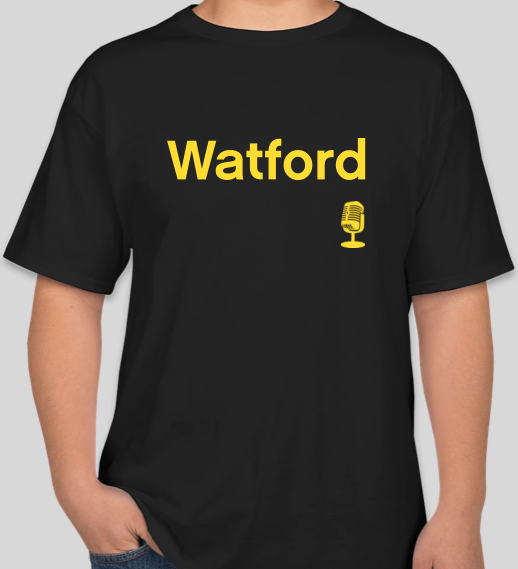The Politicrat Daily Podcast Destination Series Watford black unisex t-shirt