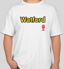 Load image into Gallery viewer, The Politicrat Daily Podcast Destination Series Watford white unisex t-shirt
