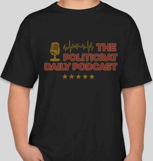 The Politicrat Daily Podcast Electric Soundwave Series black/maroon/old gold unisex t-shirt