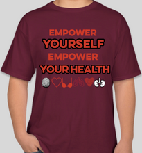 Load image into Gallery viewer, The Politicrat Daily Podcast Health And Self Empowerment maroon unisex t-shirt
