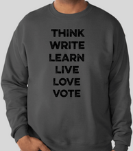 Load image into Gallery viewer, The Politicrat Daily Podcast smoke gray long-sleeve Six Of The Best unisex sweatshirt

