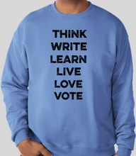Load image into Gallery viewer, The Politicrat Daily Podcast Carolina blue long-sleeve Six Of The Best unisex sweatshirt

