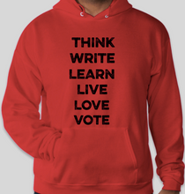 Load image into Gallery viewer, The Politicrat Daily Podcast red Six Of The Best Hanes EcoSmart 50/50 hoodie
