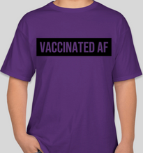 Load image into Gallery viewer, The Politicrat Daily Podcast Vaccinated AF purple unisex t-shirt
