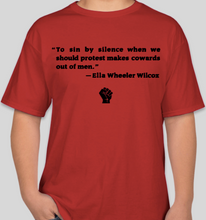 Load image into Gallery viewer, Ella Wheeler Wilcox &quot;sin by silence when we should protest&quot; red/black unisex t-shirt
