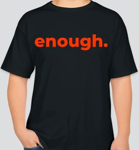 The Enough/End Gun Violence black t-shirt